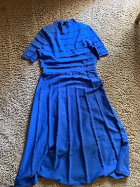 Ann Taylor Royal Blue Textured Midi Dress